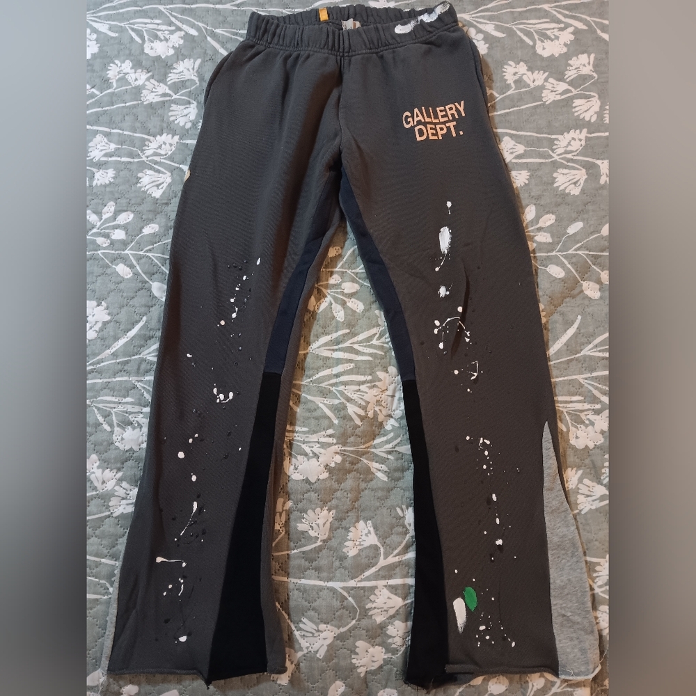Gallery Dept Black Artistic Joggers with Paint Splatter